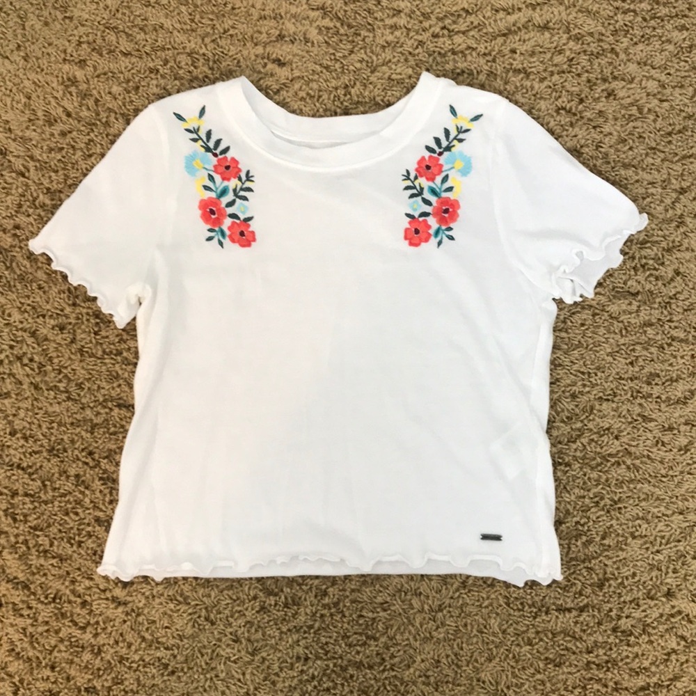 White Floral Hollister Shirt